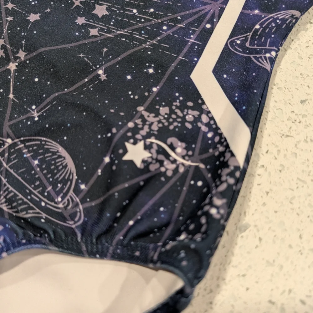 CELESTIAL GALAXY Destira Gymnastics Dance Leotard Extra Large MOON PHASE Zodiac - Picture 2 of 6